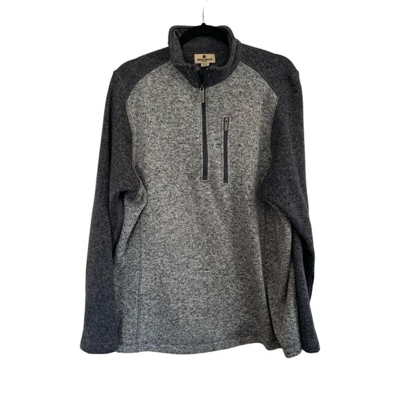 Woolrich Size XL Grey‎ Fleece Pullover Sweater Collared 1/4 Zip Chest Pocket - Picture 1 of 9